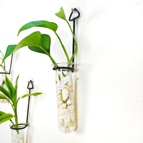 Metal Hanging 3 Piece Combo Tube Planter for Hydroponic Plants Home and Office Decoration with Natural White Stone
